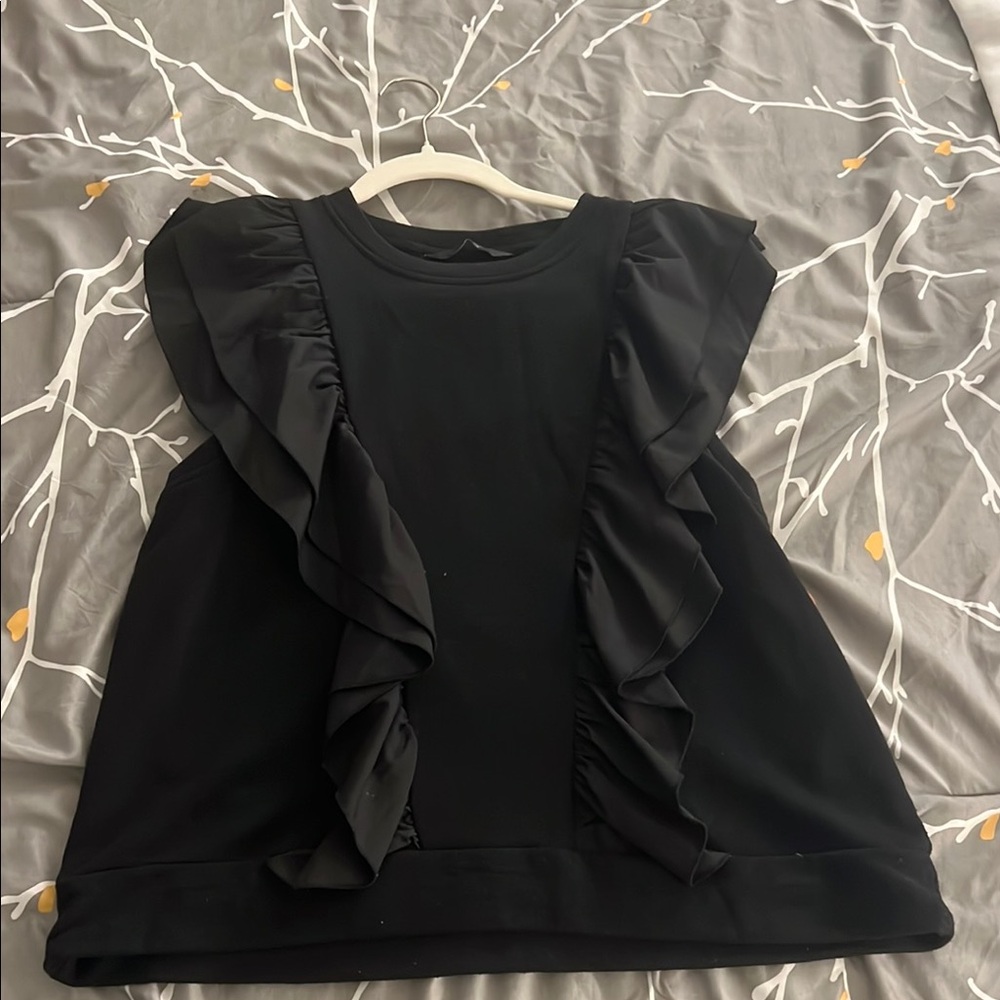 Vero Moda Black Ruffle Short Sleeve Top